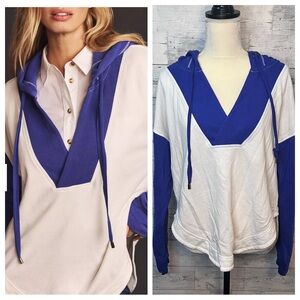 Anthropology PILCO- Wharfside Hooded Sweatshirt Blue/White Size Small